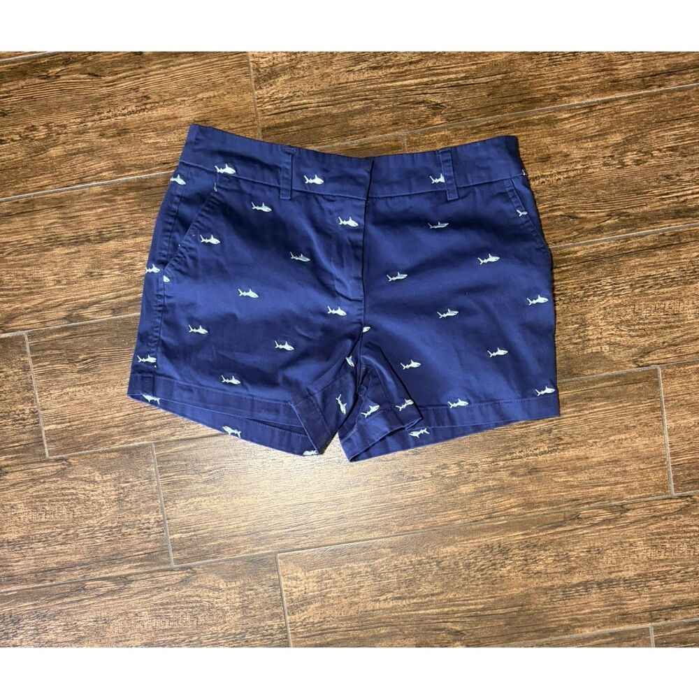 Cambridge Dry Goods Embroidered Shark Print Shorts - 4
